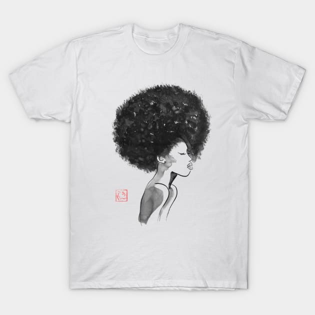 afro hair cut T-Shirt by pechane